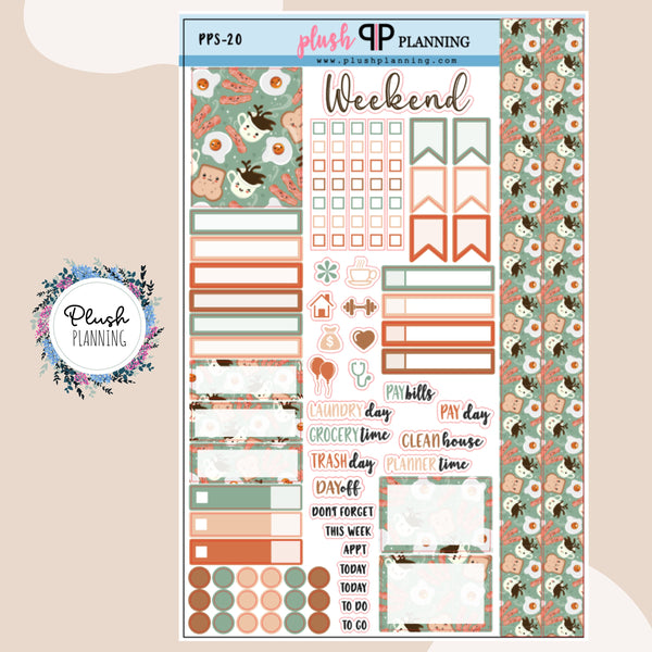 Breakfast Lover Sampler Planner Stickers, Kawaii Theme