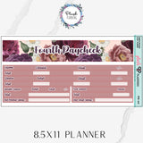 8.5x11 Paycheck Budget Kit (1-4) or Singles Planner Stickers, Floral Design Color