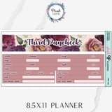 8.5x11 Paycheck Budget Kit (1-4) or Singles Planner Stickers, Floral Design Color