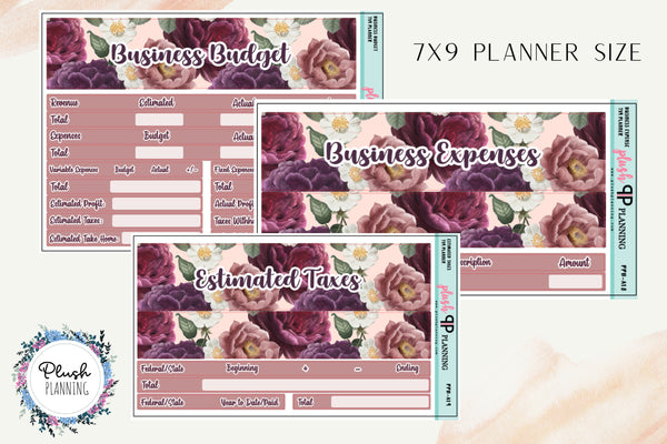 7X9 Business Budget Planner Stickers, Business Budget, Business Expenses, Estimated Taxes