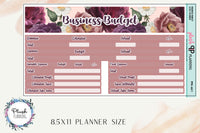 8.5x11 Business Budget Planner Stickers, Business Budget, Business Expenses, Estimated Taxes