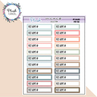 VET Appt Label Tracker Planner Stickers, Black, Mix Colors, PP Colors, Neutrals, Mini Collection