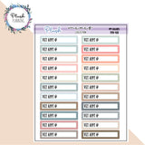 VET Appt Label Tracker Planner Stickers, Black, Mix Colors, PP Colors, Neutrals, Mini Collection