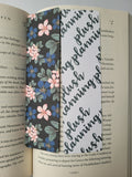 Pink and Blue Flowers Bookmark, Rounded Corners