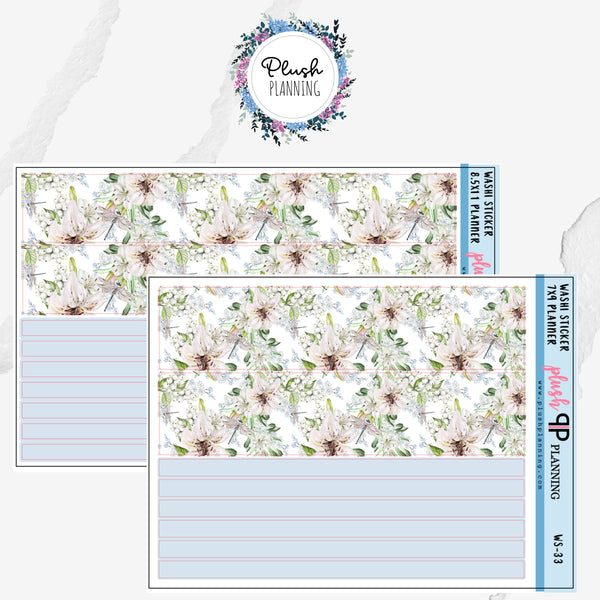 7x9 or 8.5x11 Planner White Pretty Flowers Deco Planner Stickers, Decorative Stickers