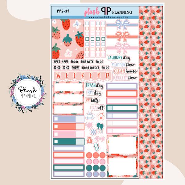 Strawberryland  Sampler Planner Stickers, Strawberry Pattern