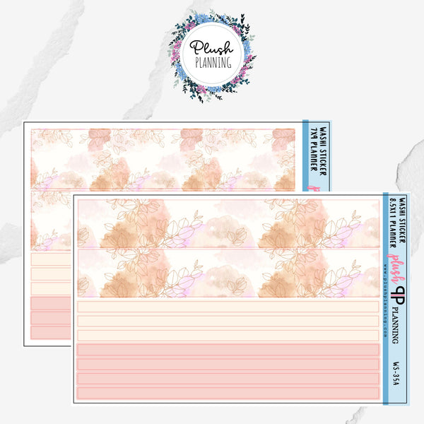 7x9 or 8.5x11 Planner Peach Watercolor Floral Design Deco Planner Stickers