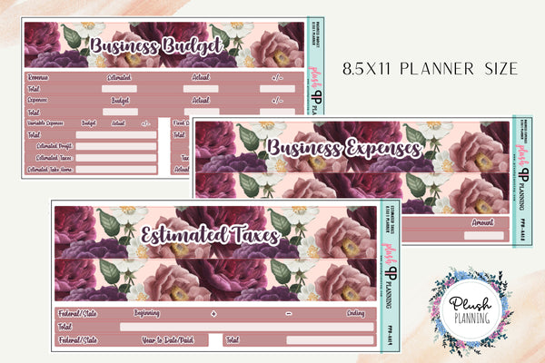 8.5x11 Business Budget Planner Stickers, Business Budget, Business Expenses, Estimated Taxes