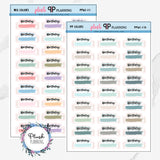 Birthday Bracket Watercolor Swatch Design Planner Stickers