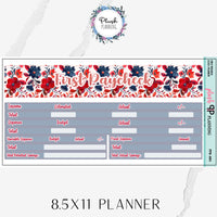 8.5x11 Paycheck Budget Kit (1-4) or Singles Planner Stickers