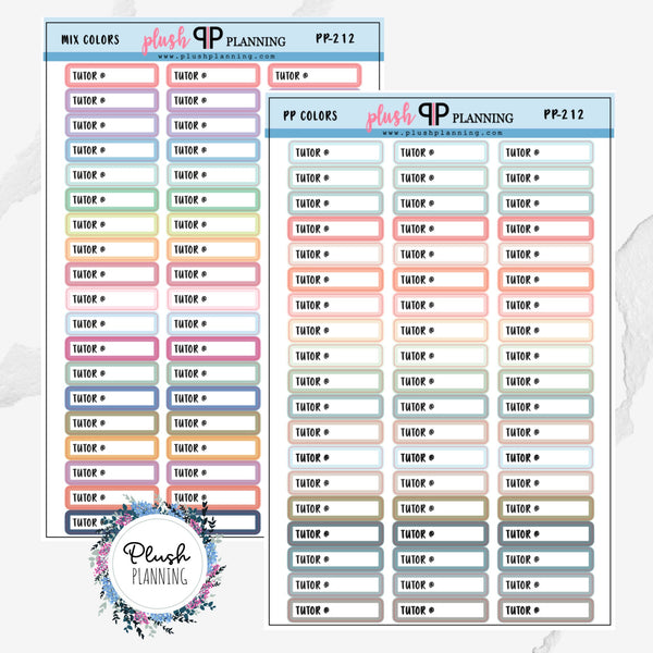 Tutor Script Label Planner Stickers, Tutor Schedule