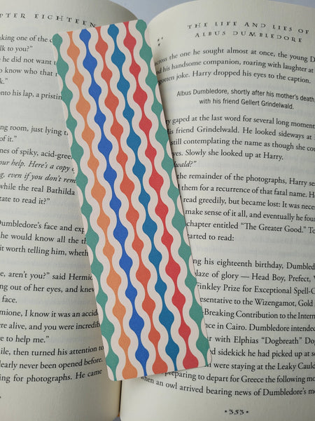 Colorful Swirl Pattern Bookmark, Rounded Corners