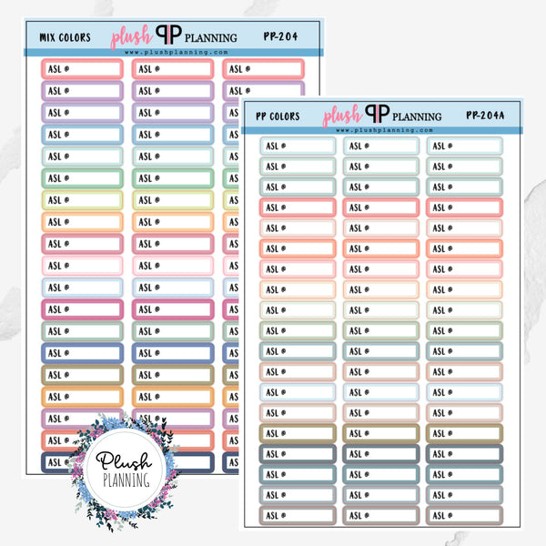 ASL Label Tracker Planner Stickers