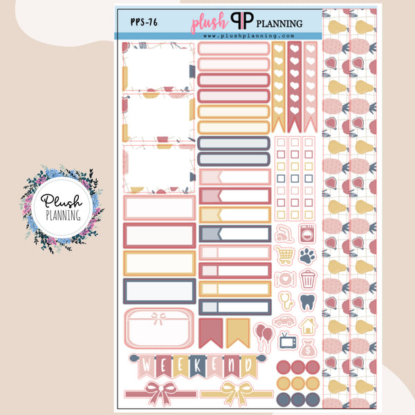 Summer Fruity Pattern Sampler Planner Stickers, Fruit Pattern, Summer Pattern