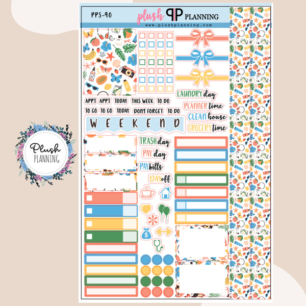 Summer Vibe Essentials Planner Stickers, Beach Pattern, Summer Pattern