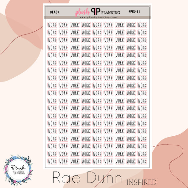 Work Script Planner Stickers, Rae Dunn Inspired