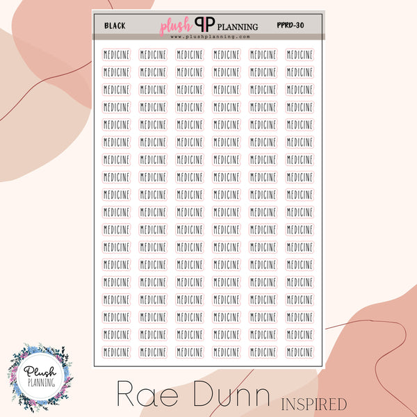 Medicine Script Planner Stickers, Rae Dunn Inspired