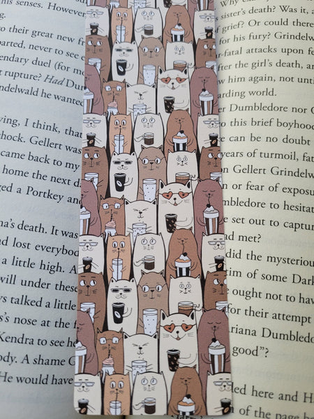 Cats and Coffee Bookmarks, Cat Paws Bookmarks, Rounded Corners