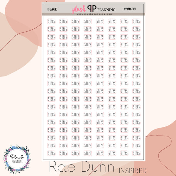 STEPS SCRIPT Planner Stickers, Rae Dunn Inspired