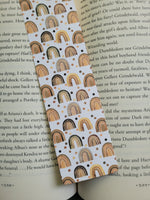 Neutral Boho Rainbows Pattern Bookmarks, Rainbows Print Bookmarks, Boho Bookmarks, Neutral, Rounded Corners