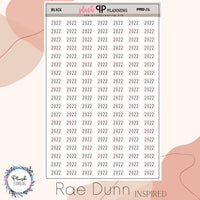 2022 Year Script Planner Stickers, Rae Dunn Inspired