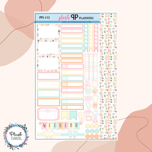 Cute Summer Pattern Sampler Planner Stickers, Kawaii Theme, Summer Theme