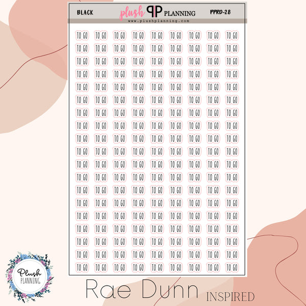 To Go Script Planner Stickers, Rae Dunn Inspired