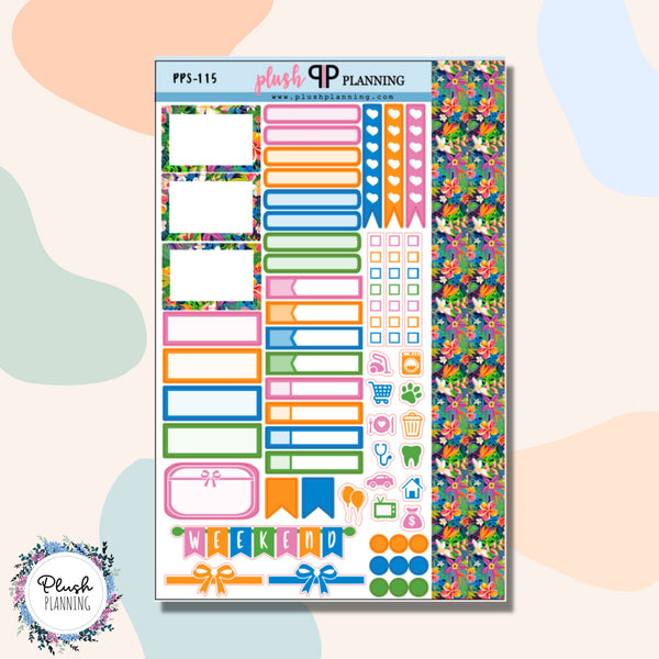 Bright Tropical Floral Pattern Sampler Planner Stickers