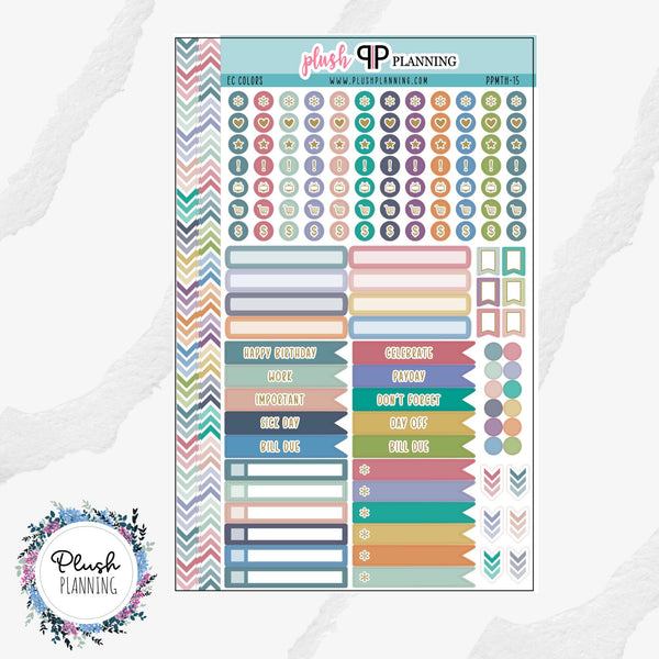 8.5x11 EC Planner Stickers, Sticker Pack, EC Icons, Label Stickers, Flags Stickers, Dots Stickers, Erin Condren Plush Planning