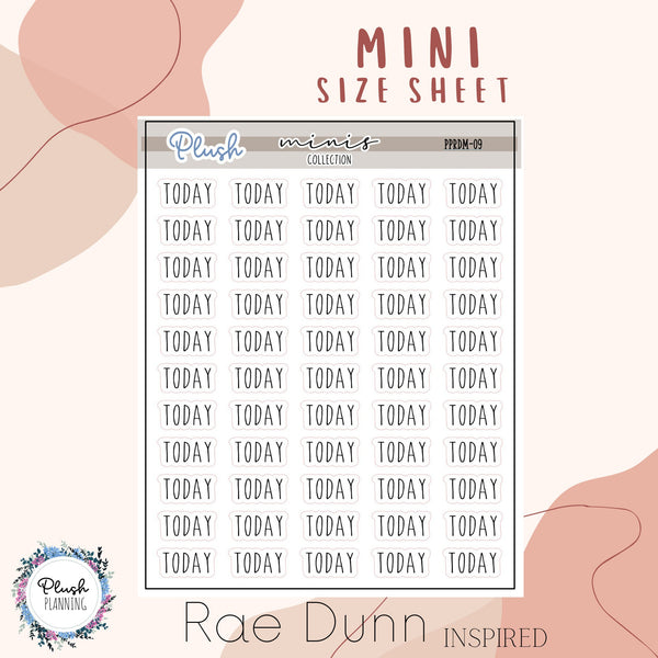 Today Script Mini Planner Stickers, Rae Dunn Inspired