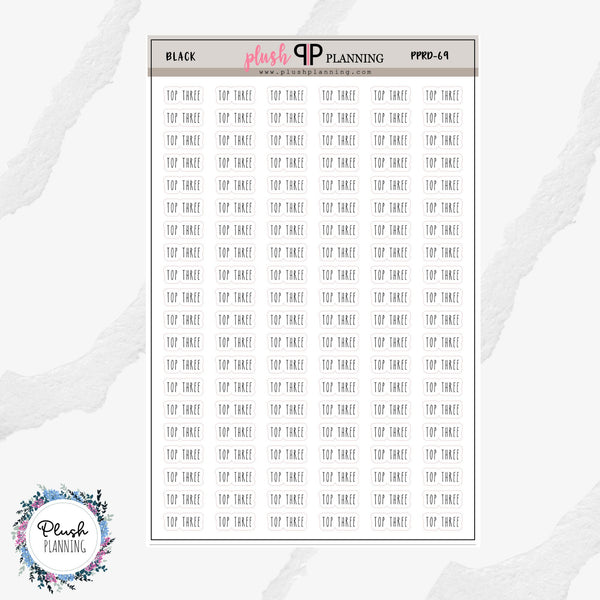 Top Three Script Planner Stickers, Rae Dunn Inspired