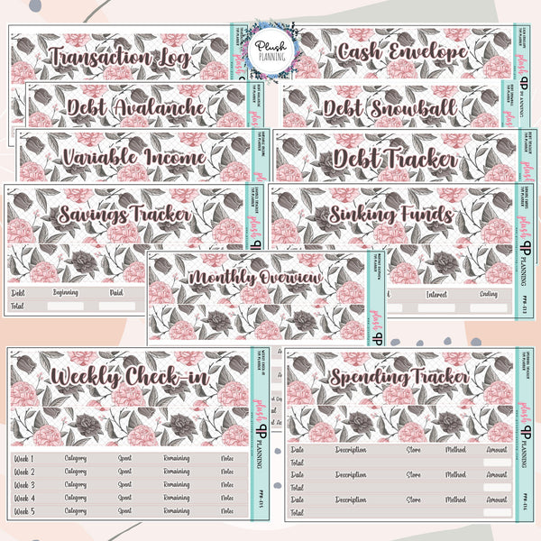 7x9 Planner Size Budget Monthly Kit or Singles, Savings Tracker, Transaction Log, Variable Income