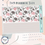 7x9 or 8.5x11 Planner Stickers Washi Stickers, Pink and Gray Floral Washi