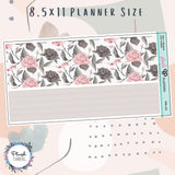7x9 or 8.5x11 Planner Stickers Washi Stickers, Pink and Gray Floral Washi