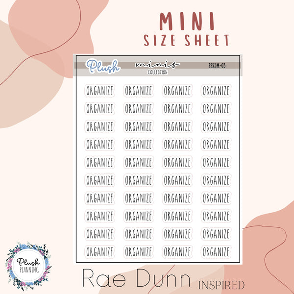 Organize Script Mini Planner Stickers, Rae Dunn Inspired