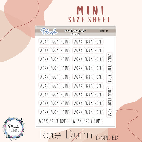 Work From Home Script Mini Planner Stickers, Rae Dunn Inspired