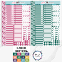 EC 7x9 Monthly Color Functional Stickers (Monthly or Weekly) Planner Stickers