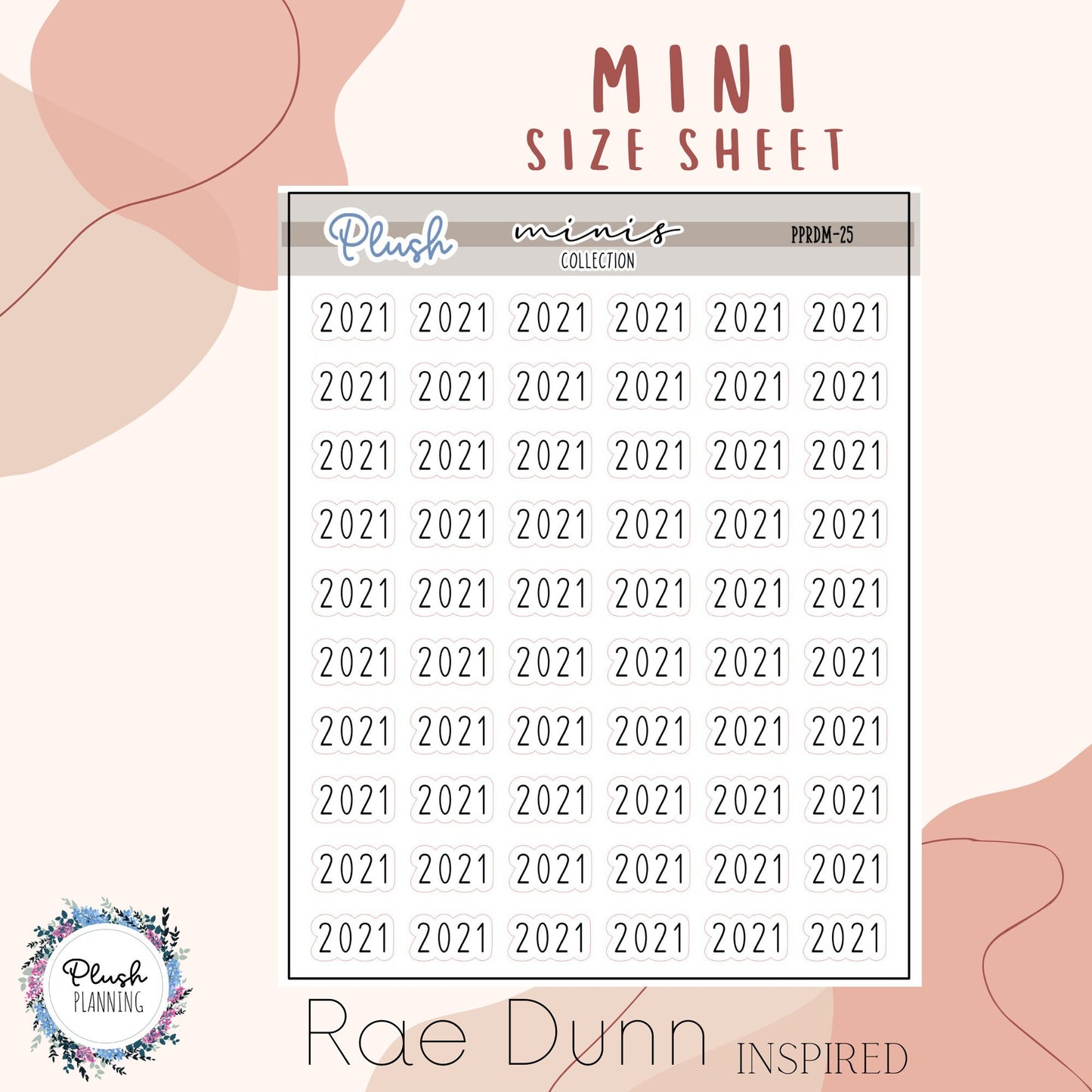 2021 Script Mini Planner Stickers, Rae Dunn Inspired, Farmhouse Font, Minis Collection, Removable Stickers, Plush Planning