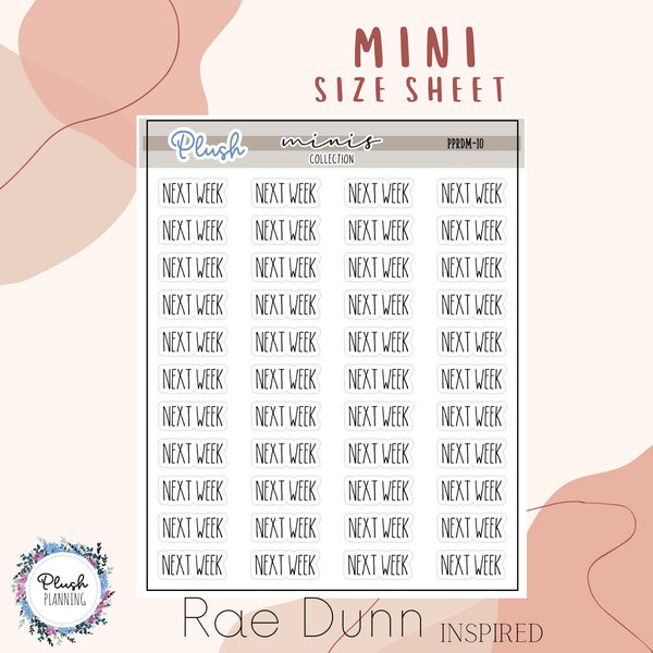 Next Week Script Mini Planner Stickers, Rae Dunn Inspired, Minis Collection