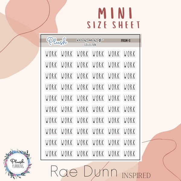 WORK Script Mini Planner Stickers, Rae Dunn Inspired