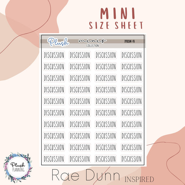 Discussion Script Mini Planner Stickers, Rae Dunn Inspired, Minis Collection