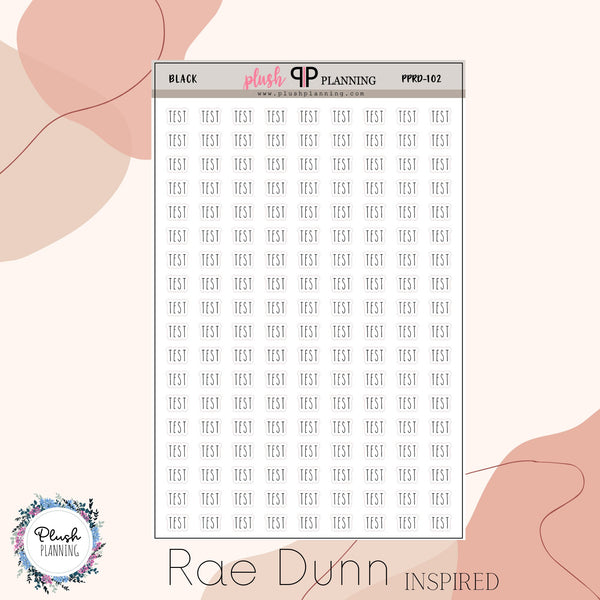 Test Scripts Planner Stickers, Rae Dunn Inspired, Farmhouse Font