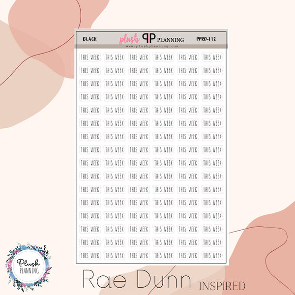 This Week Scripts Planner Stickers, Rae Dunn Inspired