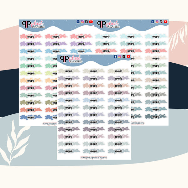 WORK Brush Stroke Planner Stickers,