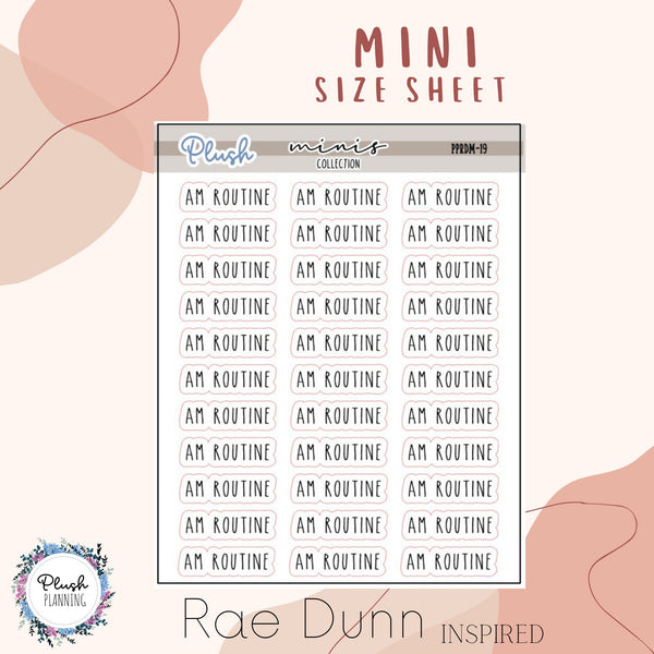 AM and PM Routine Script Mini Planner Stickers, Rae Dunn Inspired, Farmhouse Font, Minis Collection