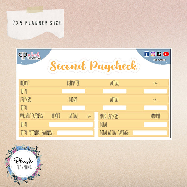 7x9 Paycheck 2, Monthly Budget Stickers, Rae Dunn Inspired Font