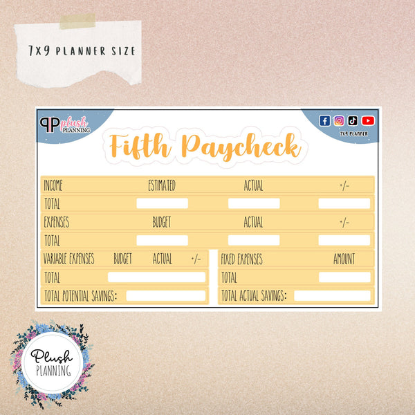 7x9 Paycheck 5, Monthly Budget Stickers, Rae Dunn Inspired Font