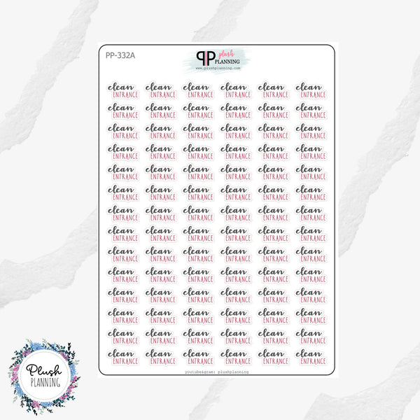 Clean Entrance Script Planner Stickers, Plush Planning