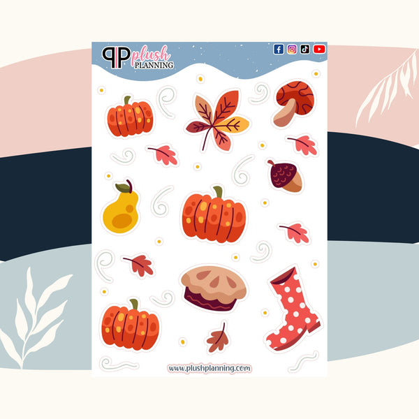 Fall Leaves Decor Sticker Sheet Design 4, Decoration Stickers, Fall Collection