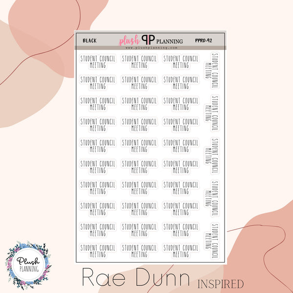 Student Council Meeting Scripts Planner Stickers, Rae Dunn Inspired